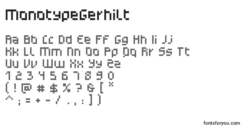 Czcionka MonotypeGerhilt – alfabet, cyfry, specjalne znaki