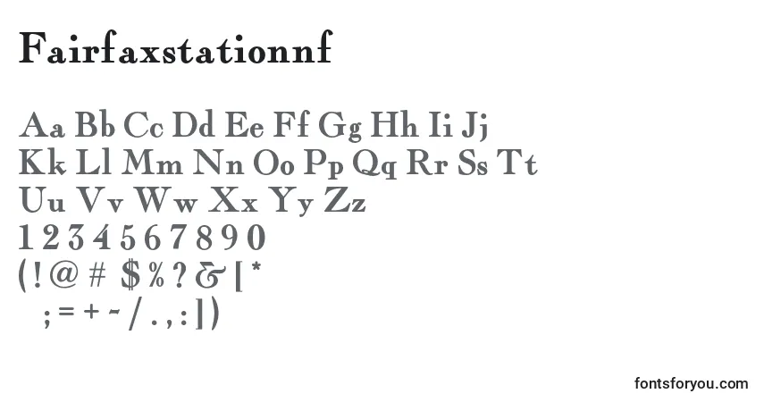 Schriftart Fairfaxstationnf – Alphabet, Zahlen, spezielle Symbole