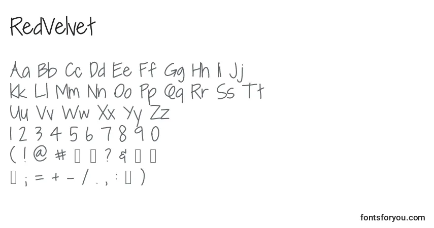 Schriftart RedVelvet – Alphabet, Zahlen, spezielle Symbole