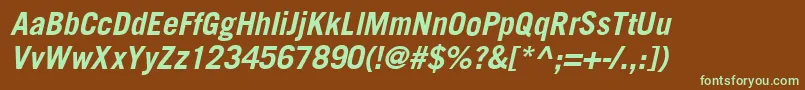 TransfergothicBolditalic-fontti – vihreät fontit ruskealla taustalla