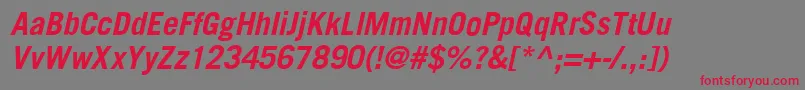 TransfergothicBolditalic Font – Red Fonts on Gray Background