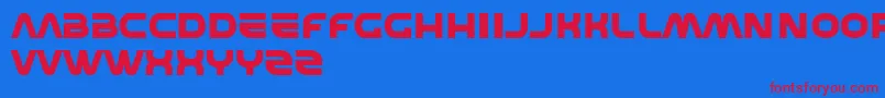 Shedevr-Schriftart – Rote Schriften auf blauem Hintergrund