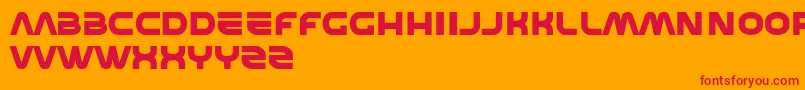 Shedevr-Schriftart – Rote Schriften auf orangefarbenem Hintergrund