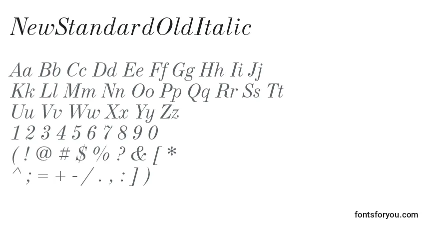 Шрифт NewStandardOldItalic – алфавит, цифры, специальные символы
