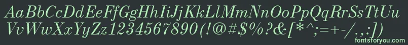 フォントNewStandardOldItalic – 黒い背景に緑の文字