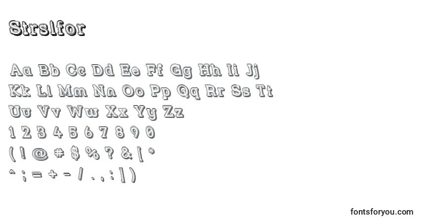 Schriftart Strslfor – Alphabet, Zahlen, spezielle Symbole