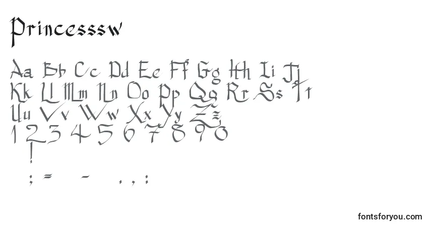 A fonte Princesssw – alfabeto, números, caracteres especiais