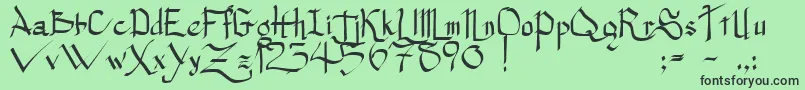 フォントPrincesssw – 緑の背景に黒い文字