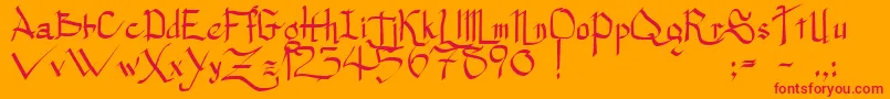 Princesssw-Schriftart – Rote Schriften auf orangefarbenem Hintergrund