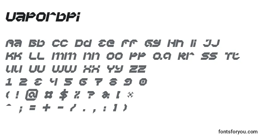 A fonte Vaporbpi – alfabeto, números, caracteres especiais