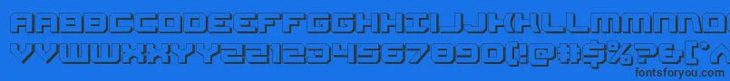 Gearhead3D-Schriftart – Schwarze Schriften auf blauem Hintergrund