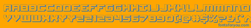 Gearhead3D-Schriftart – Blaue Schriften auf orangefarbenem Hintergrund