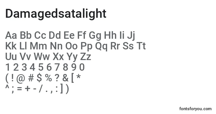 Damagedsatalight-fontti – aakkoset, numerot, erikoismerkit