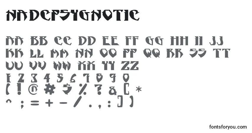 Schriftart NadcPsygnotic – Alphabet, Zahlen, spezielle Symbole
