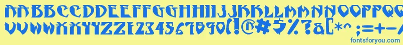NadcPsygnotic-Schriftart – Blaue Schriften auf gelbem Hintergrund