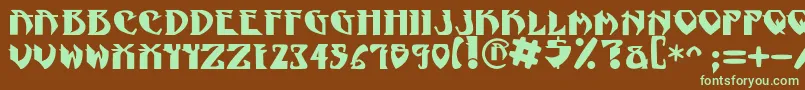 NadcPsygnotic-Schriftart – Grüne Schriften auf braunem Hintergrund