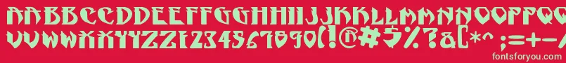 NadcPsygnotic-Schriftart – Grüne Schriften auf rotem Hintergrund