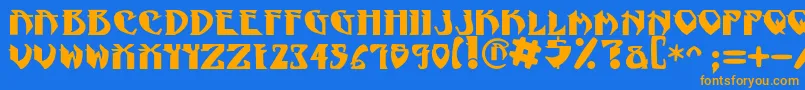 フォントNadcPsygnotic – オレンジ色の文字が青い背景にあります。