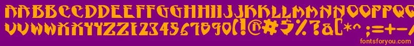 NadcPsygnotic-Schriftart – Orangefarbene Schriften auf violettem Hintergrund