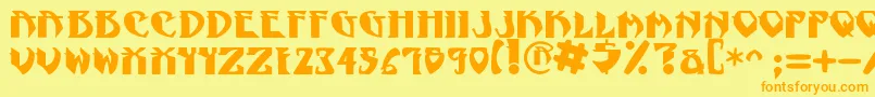 フォントNadcPsygnotic – オレンジの文字が黄色の背景にあります。