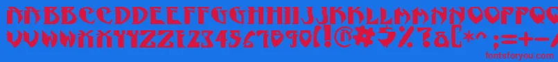NadcPsygnotic-Schriftart – Rote Schriften auf blauem Hintergrund