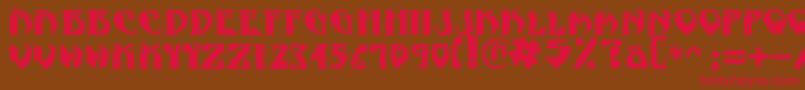 フォントNadcPsygnotic – 赤い文字が茶色の背景にあります。