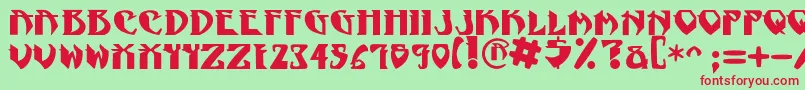 NadcPsygnotic-fontti – punaiset fontit vihreällä taustalla