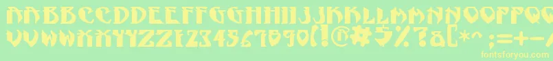 NadcPsygnotic-Schriftart – Gelbe Schriften auf grünem Hintergrund