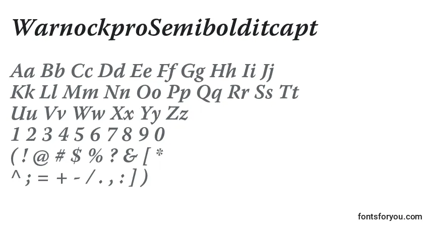 Czcionka WarnockproSemibolditcapt – alfabet, cyfry, specjalne znaki