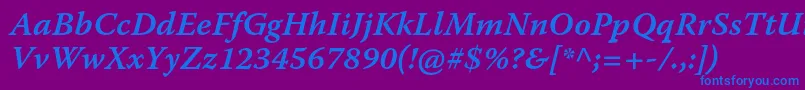 Шрифт WarnockproSemibolditcapt – синие шрифты на фиолетовом фоне