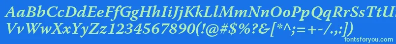 WarnockproSemibolditcapt Font – Green Fonts on Blue Background