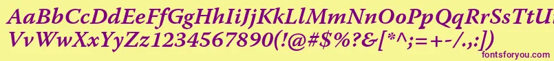 WarnockproSemibolditcapt Font – Purple Fonts on Yellow Background