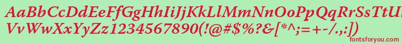 WarnockproSemibolditcapt Font – Red Fonts on Green Background