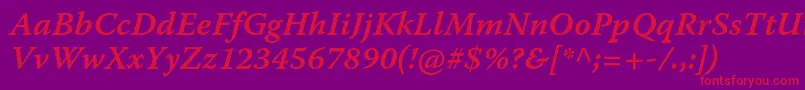 WarnockproSemibolditcapt Font – Red Fonts on Purple Background