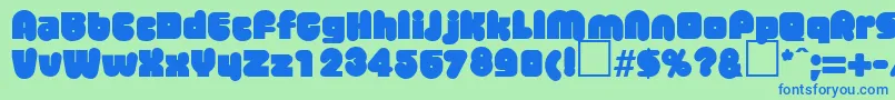 MisterbigRegularDb Font – Blue Fonts on Green Background