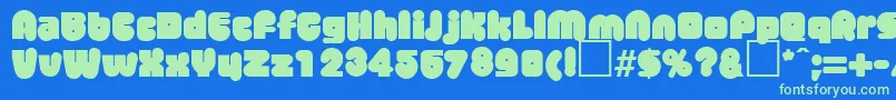 MisterbigRegularDb Font – Green Fonts on Blue Background