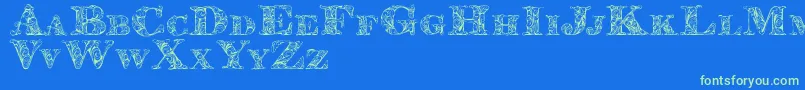 Kahirpersonaluse Font – Green Fonts on Blue Background