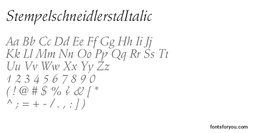 Schriftart StempelschneidlerstdItalic – Alphabet, Zahlen, spezielle Symbole