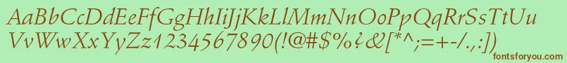 StempelschneidlerstdItalic Font – Brown Fonts on Green Background