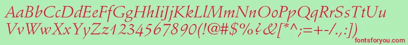 フォントStempelschneidlerstdItalic – 赤い文字の緑の背景