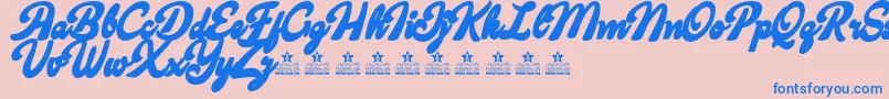 Więcej informacji o czcionce CandyShopContourPersonalUse Czcionka CandyShopContourPersonalUse – niebieskie czcionki na różowym tle