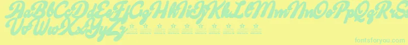 Fonte CandyShopContourPersonalUse – fontes verdes em um fundo amarelo