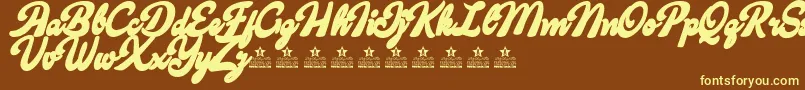 CandyShopContourPersonalUse-fontti – keltaiset fontit ruskealla taustalla