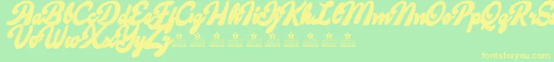 Подробнее о шрифте CandyShopContourPersonalUse Шрифт CandyShopContourPersonalUse – жёлтые шрифты на зелёном фоне