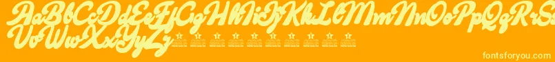 More about CandyShopContourPersonalUse Font CandyShopContourPersonalUse Font – Yellow Fonts on Orange Background