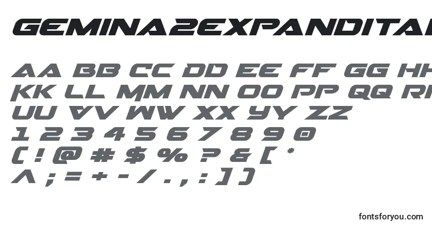 A fonte Gemina2expandital – alfabeto, números, caracteres especiais