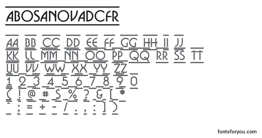 Schriftart ABosanovadcfr – Alphabet, Zahlen, spezielle Symbole