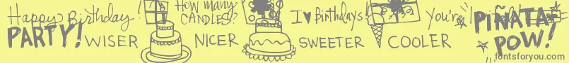 DjbItsMyBirthday Font – Gray Fonts on Yellow Background