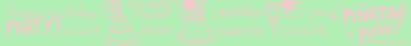 フォントDjbItsMyBirthday – 緑の背景にピンクのフォント
