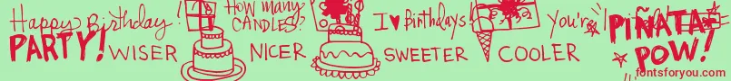 DjbItsMyBirthday Font – Red Fonts on Green Background